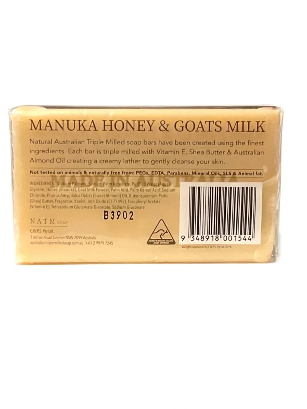 Natural Australian Triple Milled Soap Bars - Manuka Honey & Goats Milk